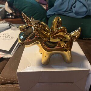 Gold ceramic unicorn piggy bank